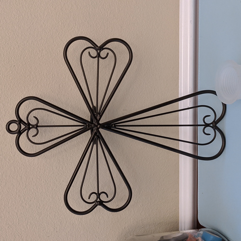 PartyLite Metal Scroll Cross Wall Sconce Votive Candle Holder Black Religious - Picture 5 of 5